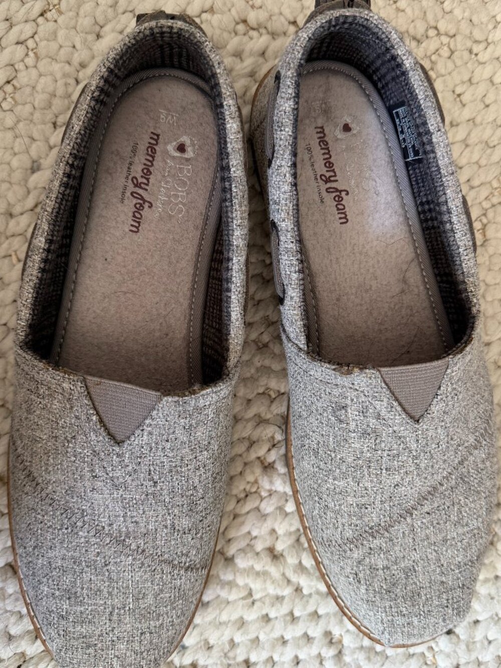 Bobs Gray Slip-On Memory Foam Shoes Womens Size 9